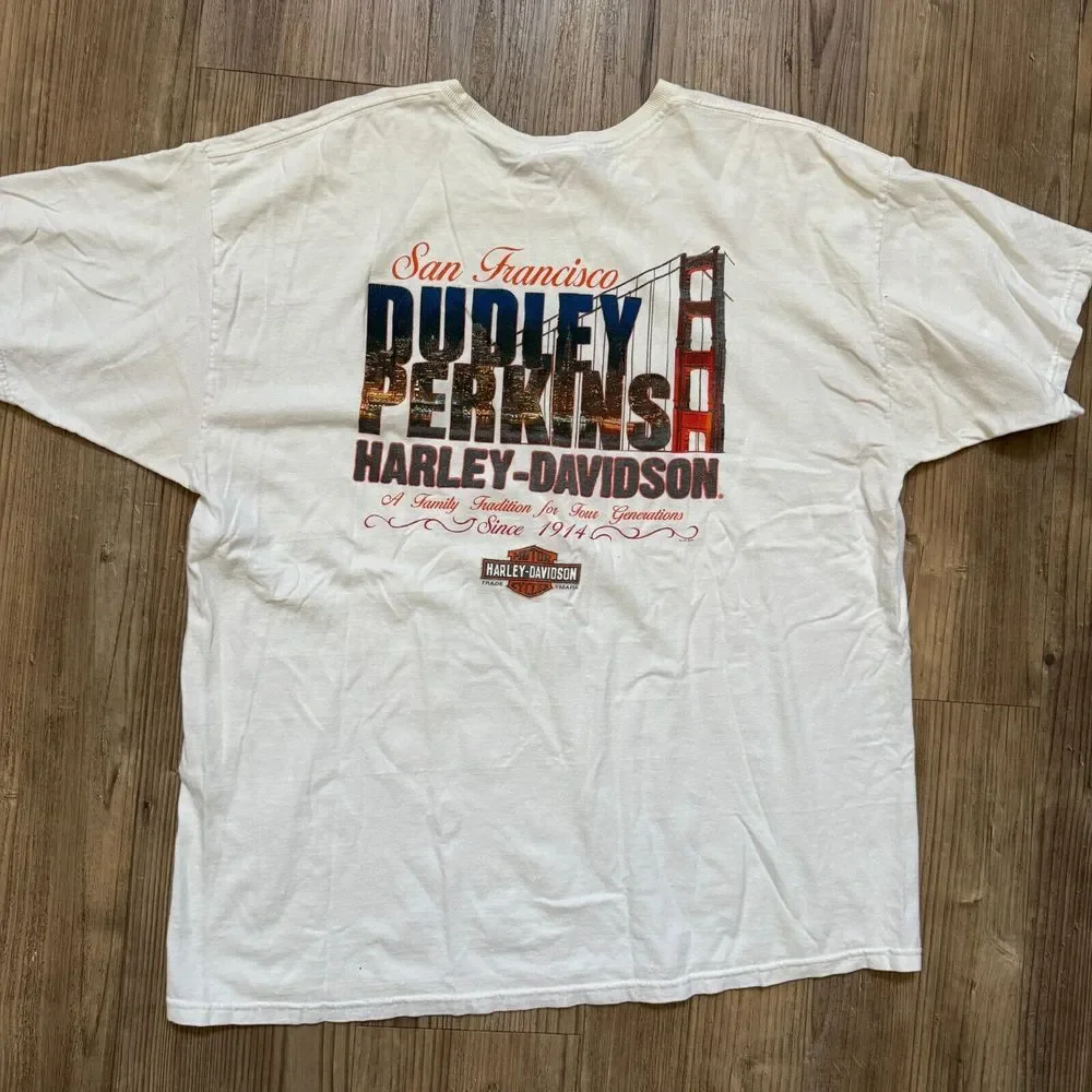 Harley Davidson Men's 2013 H-D Motorcycle San Francisco California‎ White Sz 2XL